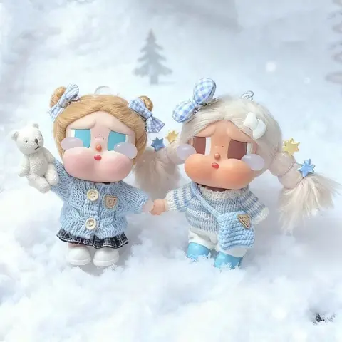 For CRYBABY Vacation Mode On Love Sweater Dress Shoes Set For Labubu 17cm Doll Kids Clothing Fashion Accessories