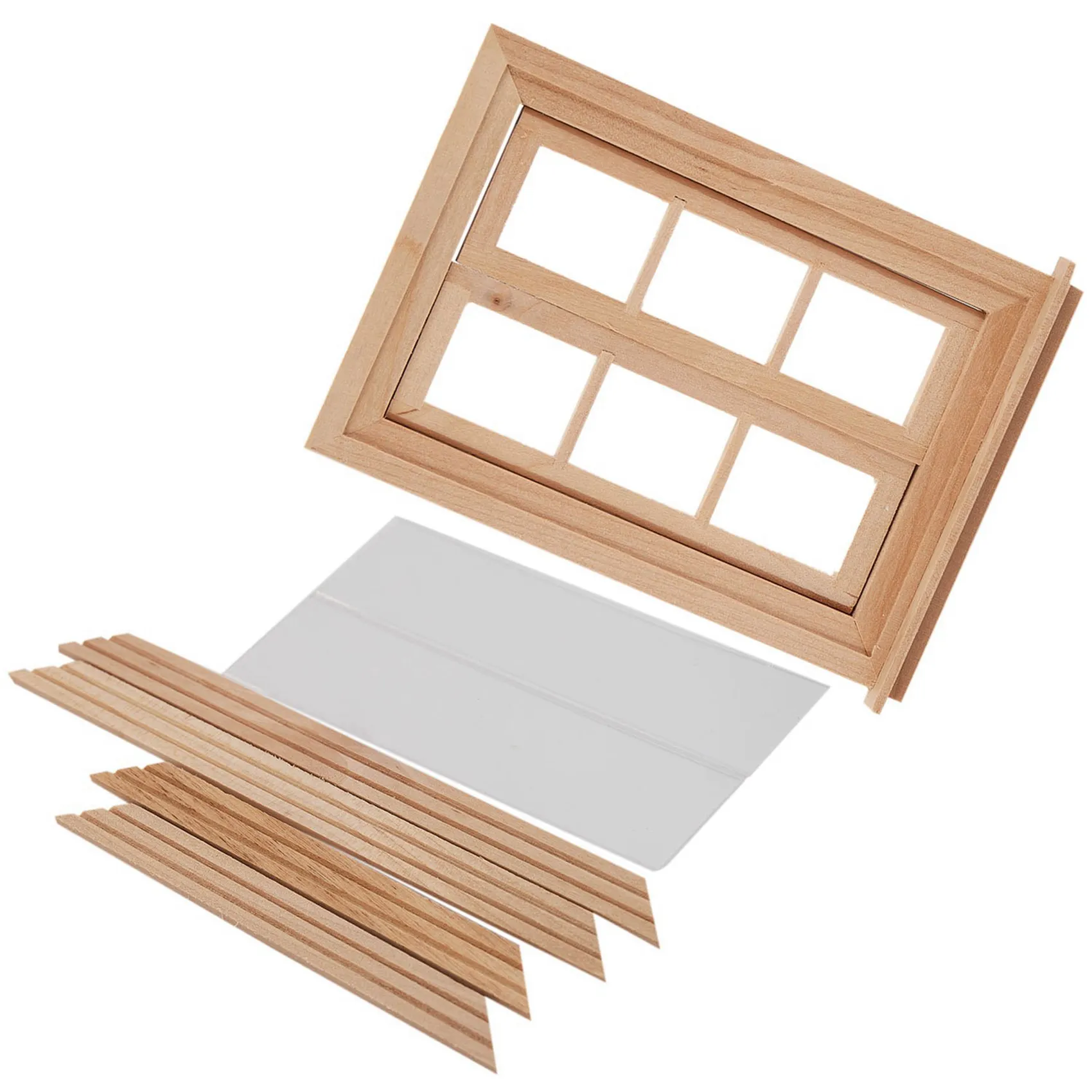 

DELAM-2X 1:12 кукольный домик миниатюрный двойное окно деревянный 6-панельный каркас и стеклянная тарелка дом Diy аксессуары для двойного окна