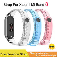 Silicone Strap For Xiaomi Mi Band 8 Transparent Color Chang Watchband For Miband 8 Discoloration Replacement Bracelet