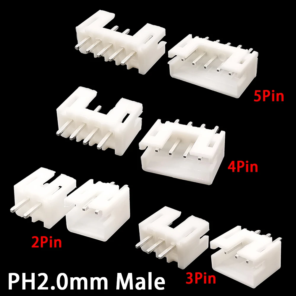 100/50PCS JST PH2.0 Wire Connector Male Housing 2mm 2.0mm Pitch JST 2/3/4/5/6Pin Male Plug Plastic Shell Pin Header PCB Terminal