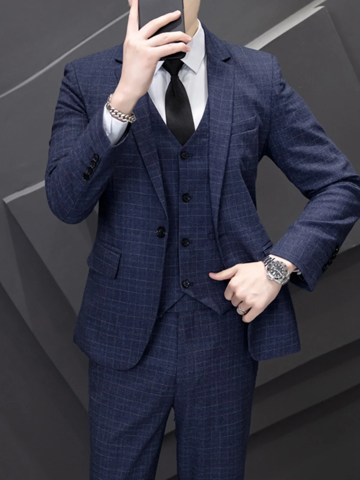 

Casual Tailored Men's Wedding Suit Korean Sle Busin Formal Best Man's Coat om's Outfit Spring Summer Autumn Wear