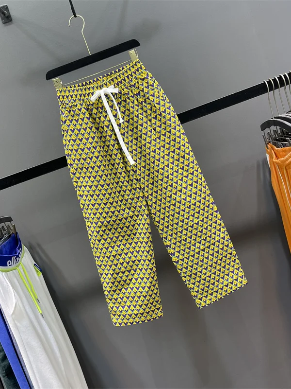 Calças de cintura alta reta perna larga casual estampa floral fena cintura alta etiqueta removida crimento confortável...