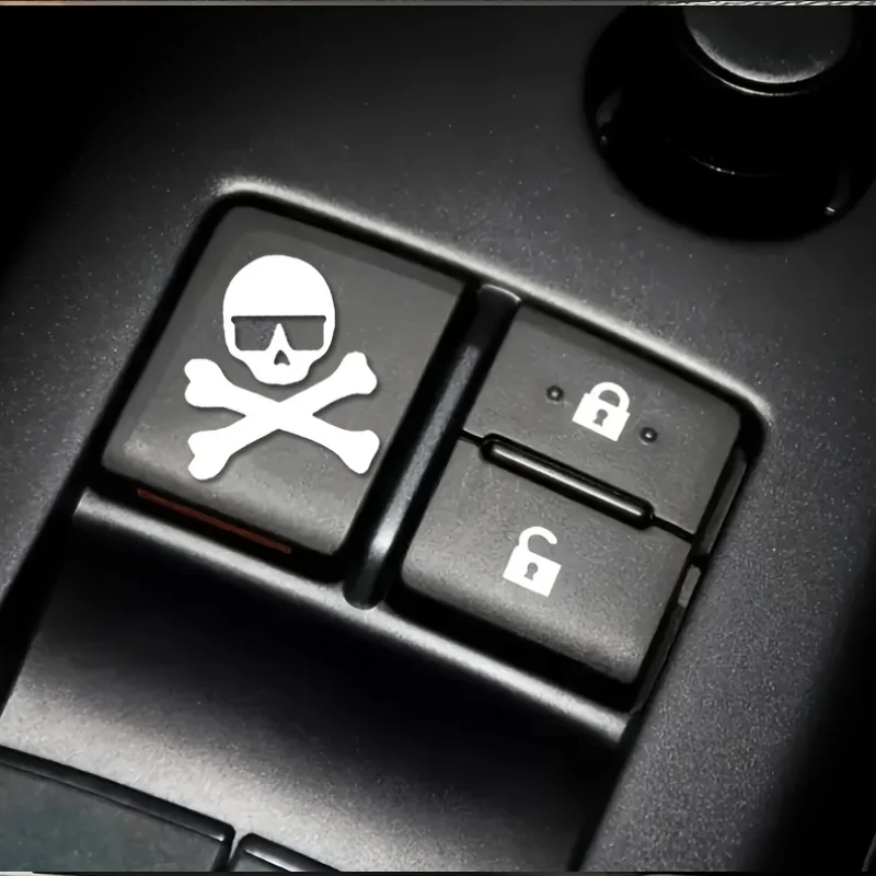 

9pcs/set Monochrome Skull & Crossbones Vinyl Sticker, Waterproof Decals for Vehicle Control Buttons
