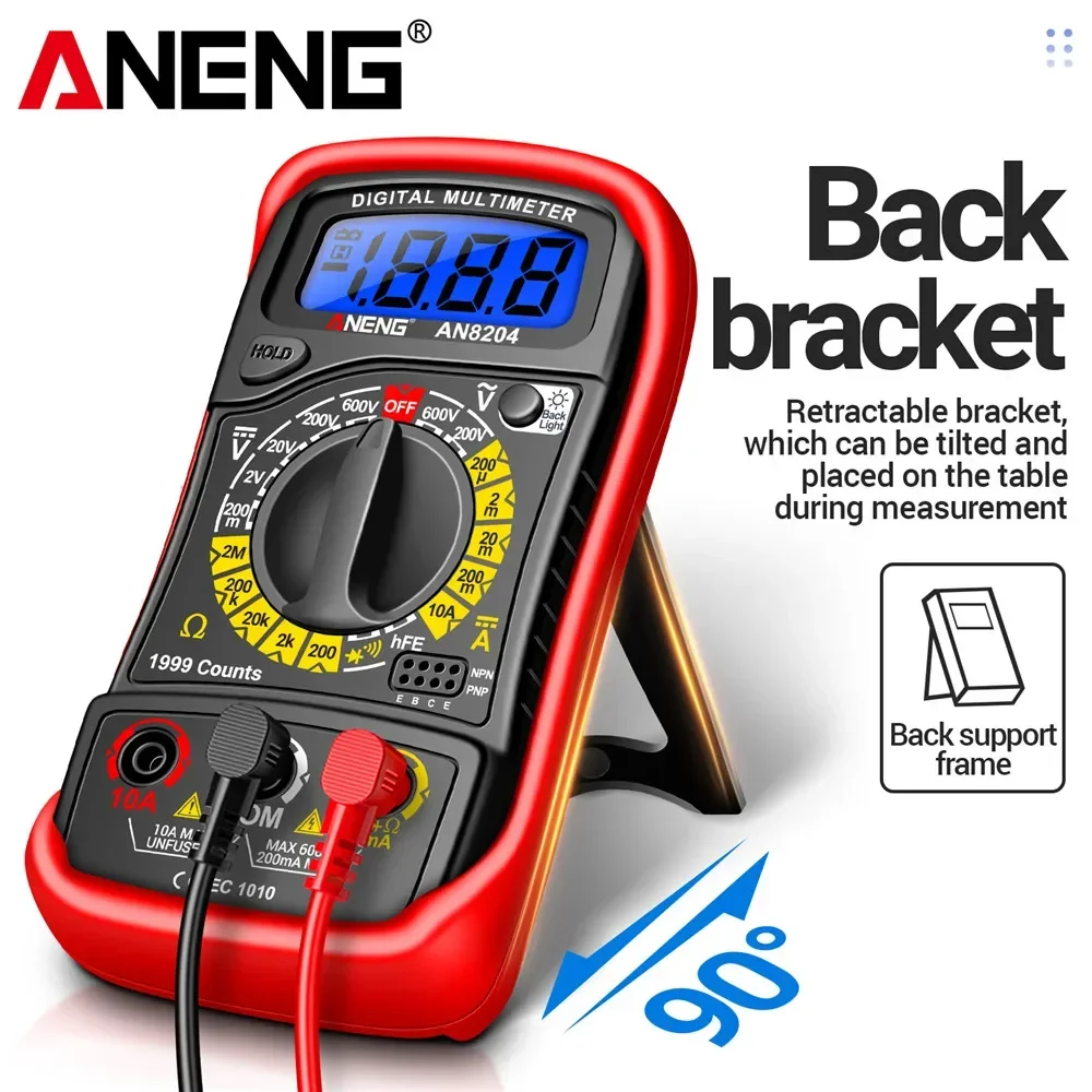 ANENG AN8204 Multimeter Digital Tester 1999 Count AC/DC Voltage Detector hFE Triode Buzzer Multifunctional Small Multimeter Tool