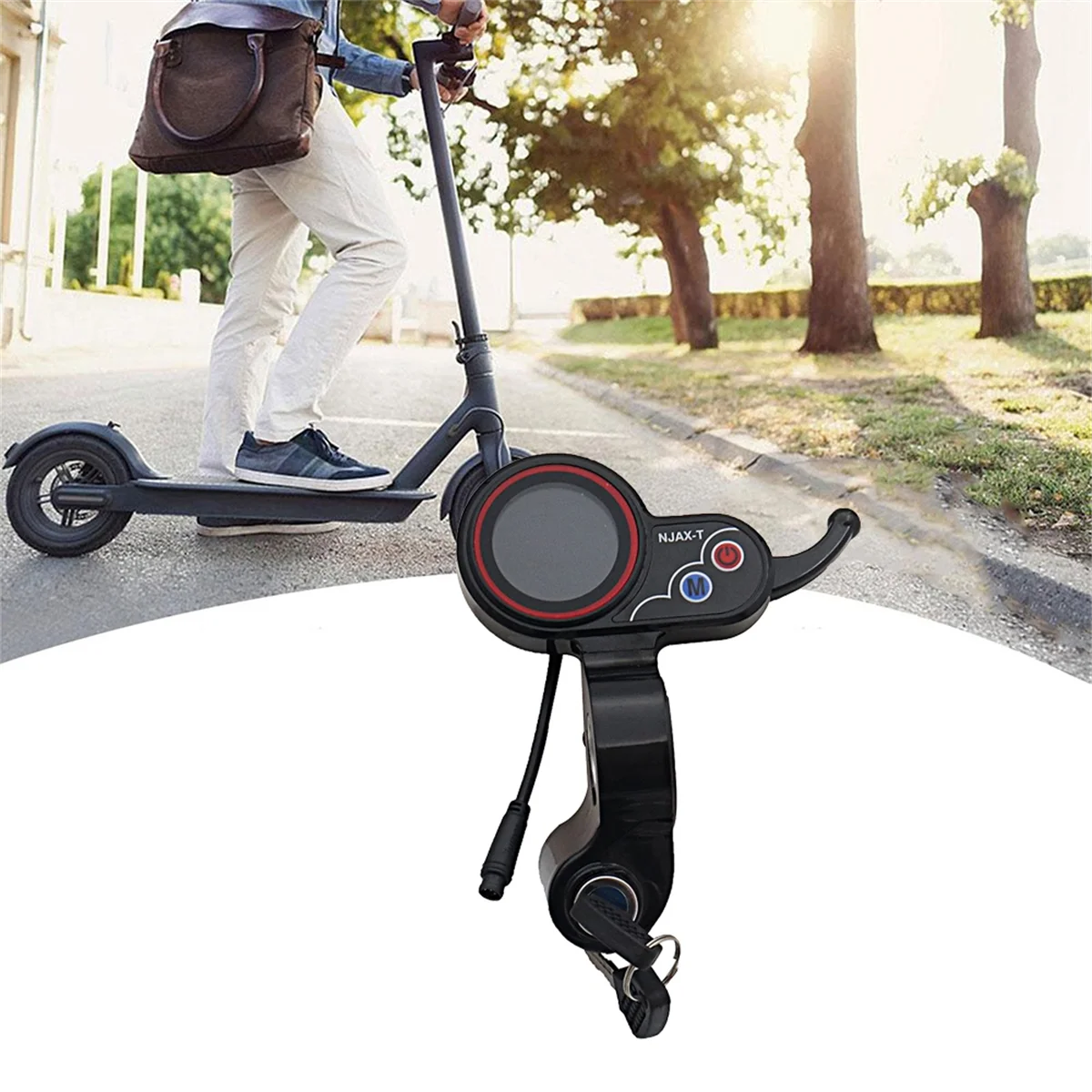 For NJAX-T Throttle LCD Display Meter with Key Switch Lock Speed Adjustable Accelerator 6 Pin Electric Scooter Dashboard