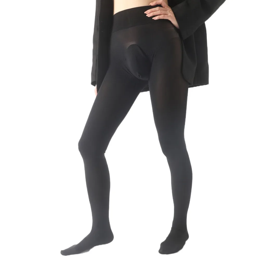 Solid Color Men's Elastic Pantyhose High Elastic Deep Crotch Long Johns Men Leggings Bottom Pants 80D Velvet Stockings Spring