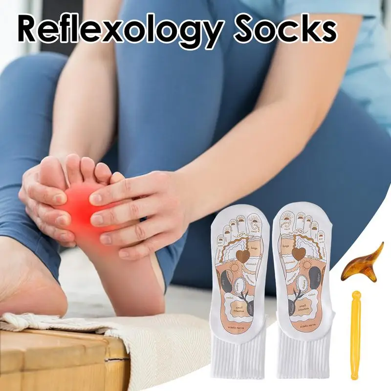 Pressure Point Socks Feet Pressure Chart Sock With Massage Stick Body Relaxation Tool For Home Massage Shop Gym Stadium Yoga