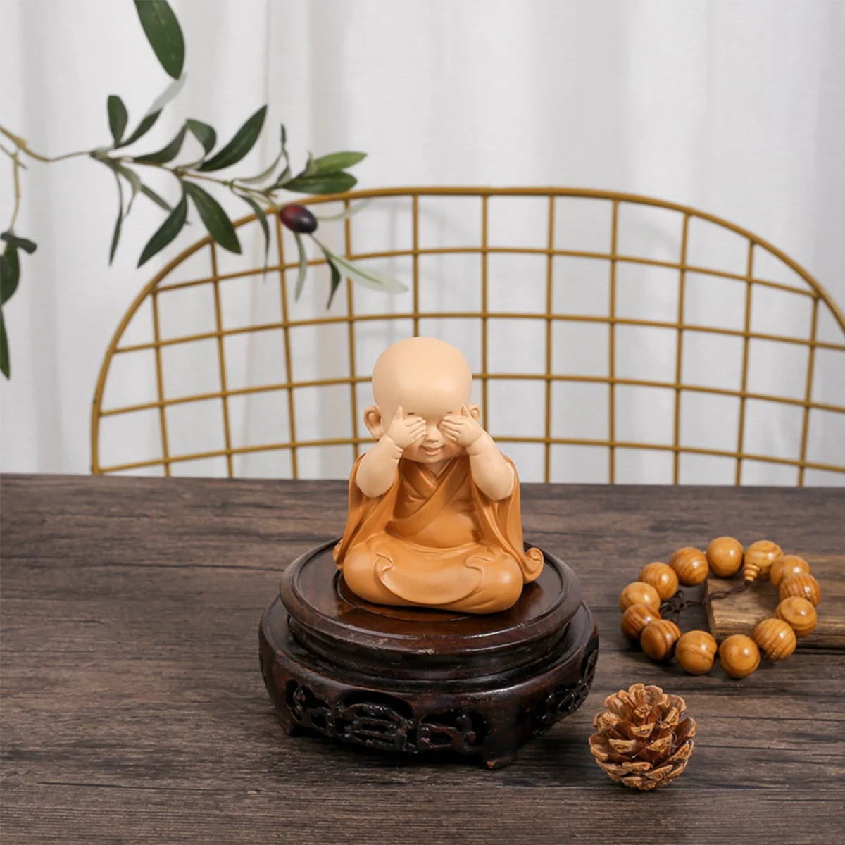 Little Monk Figurine Mini Monk Statue Cute Buddha Monk Statue Adorable Baby Little Monk Decoration Creative Little Monk Ornament