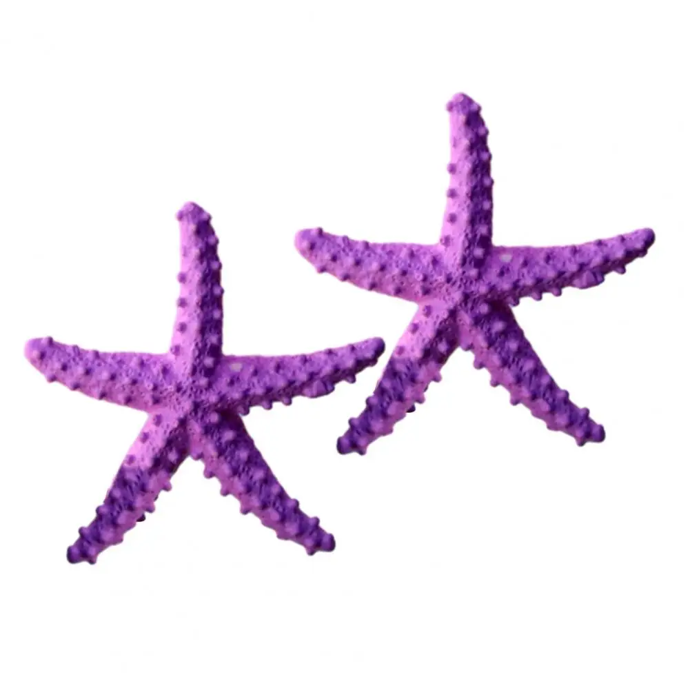 Miniature Figurine Moisture-proof Miniature 2 Pcs Mini Resin Starfish Figurines Tiny Ocean Summer Decor Fairy Garden for Beach