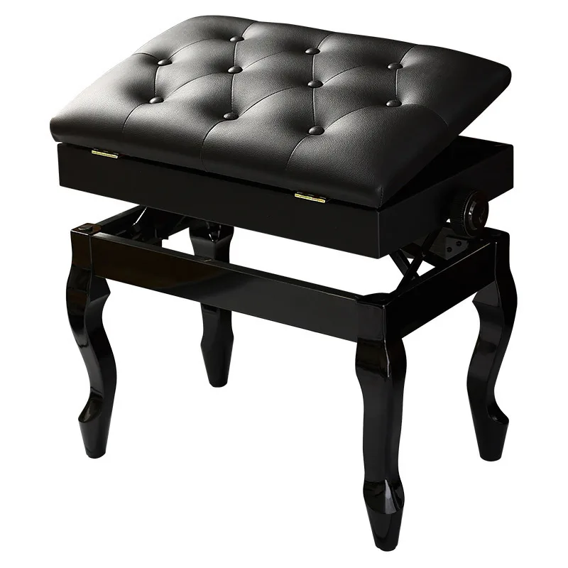 High Quality Height Adjustable Solid Wood Electronic Piano Bench PU Cushion With Book Storage For Home Practice