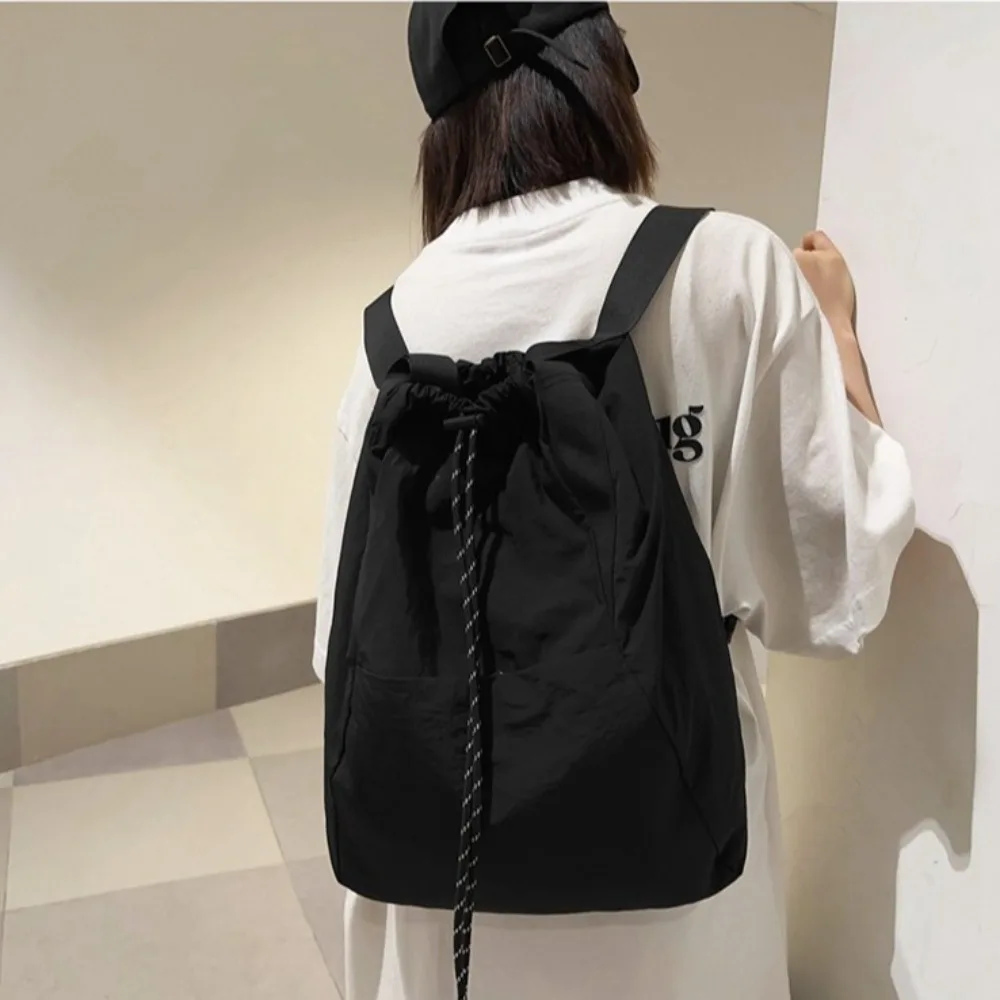 

Large Capacity Nylon Backpack with Handle Multi-Functional Drawstring Shoulder Bag Waterproof Double Shoulder Sports Knapsack