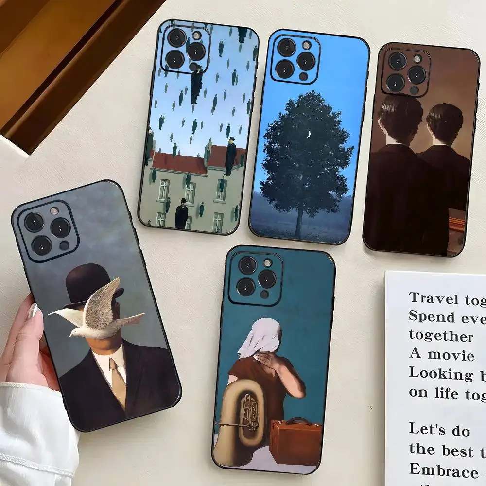 EPC Surrealismo René Magritte obra de arte clásica funda de teléfono de silicona suave para IPhone 16 15 14 13 12 11 X XR Plus Pro Max Plus
