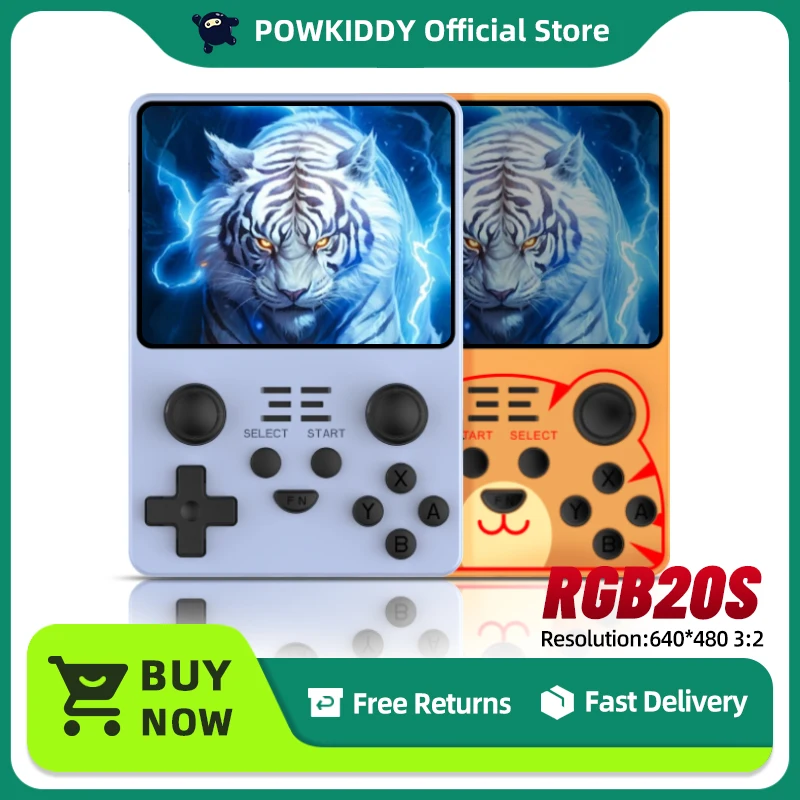 POWKIDDY New RGB20S Handheld Game Console Retro Open Source System RK3326 3.5-Inch 4:3 IPS Screen Children's Gifts