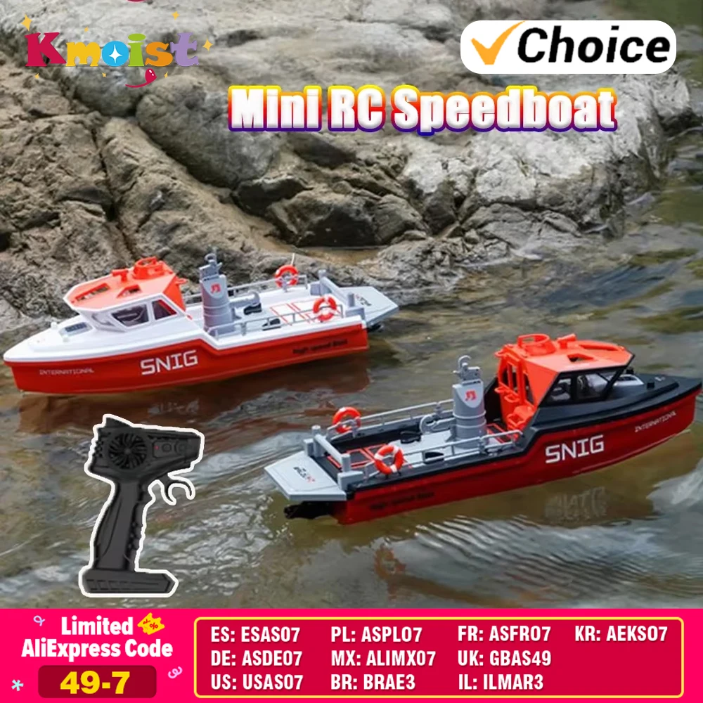

2.4G 1/32 Mini Remote Control Rescue Ship 8km/h High Speed RC Boat Kids Simulation Model Tugboat Towboat Toys Gifts for Children