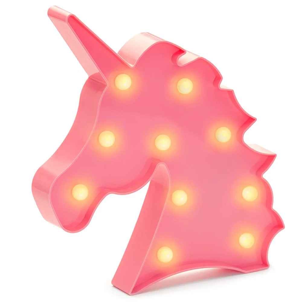 Unicorn LED Night Light Led Animal Head Lamp Battery Opearted Table Led Lights Wall Decoration for Kid Girls Bedroom Living Room