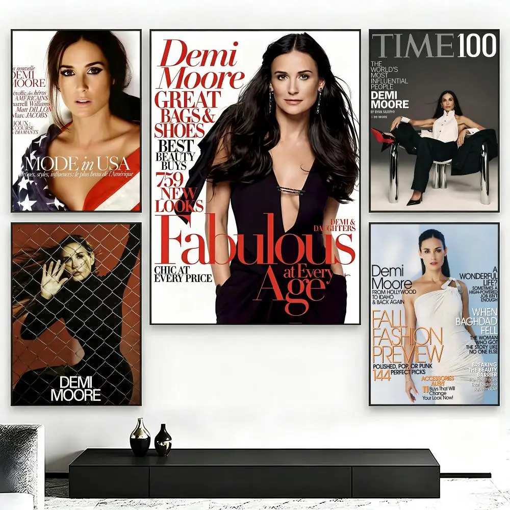 actor Demi Moore Poster Poster Nordic HD Self-Adhesive Wall Sticker Home Café Bedroom Living Room Art Decor Gift