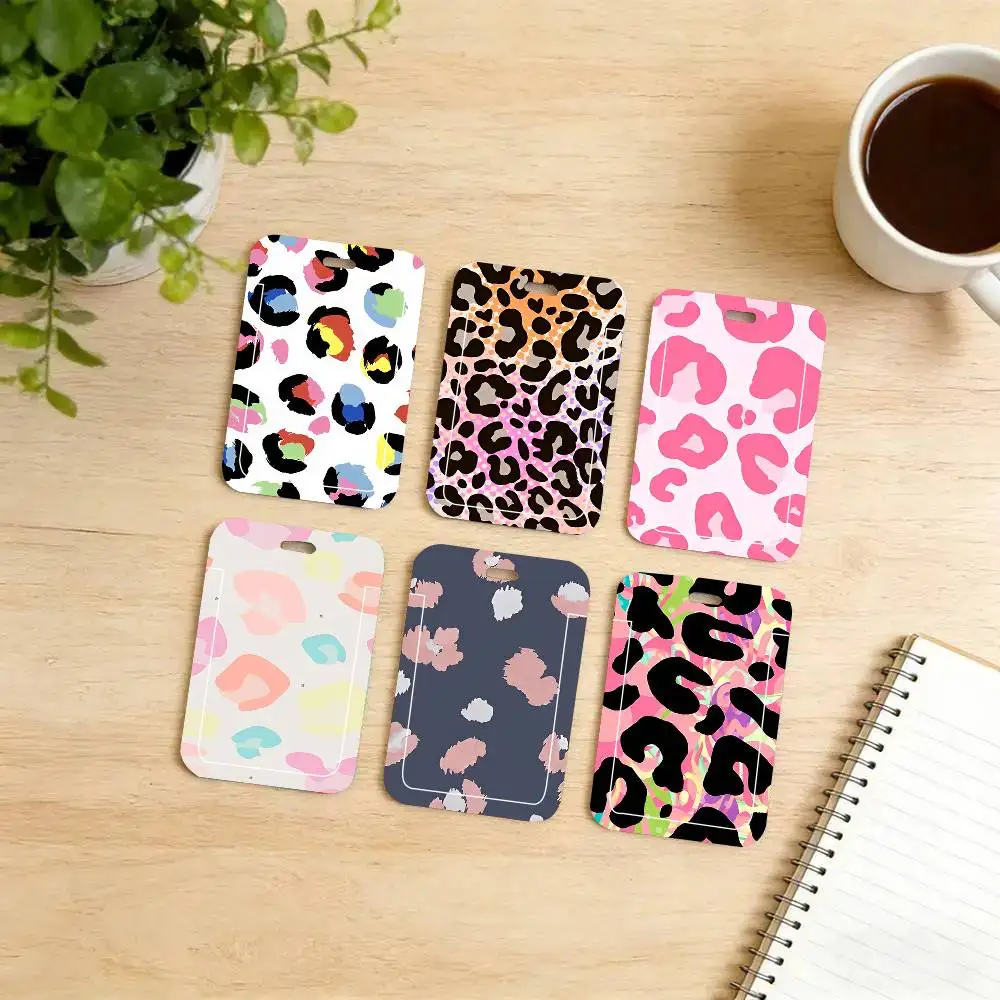 Leopard Print Black Lanyard Card Holders Student Meal Cards And Campus Ids School
