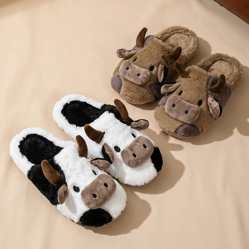 chinelos-de-algodao-com-estampa-de-vacas-em-desenho-animado-confortaveis-e-macios-solado-quente-e-peludo-chinelos-de-inverno-para-mulheres-e-casais-antiderrapantes-para-uso-interno