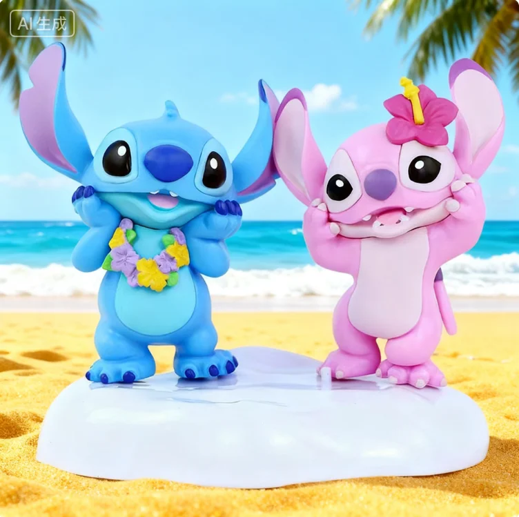 ตุ๊กตาตกแต่งโต๊ะทำงาน PVC ซีรีส์คู่รักสติทช์น้อยน่ารักจากอวกาศ โมเดลการ์ตูน งานแฮนด์เมด ฟิกเกอร์อนิเมะ