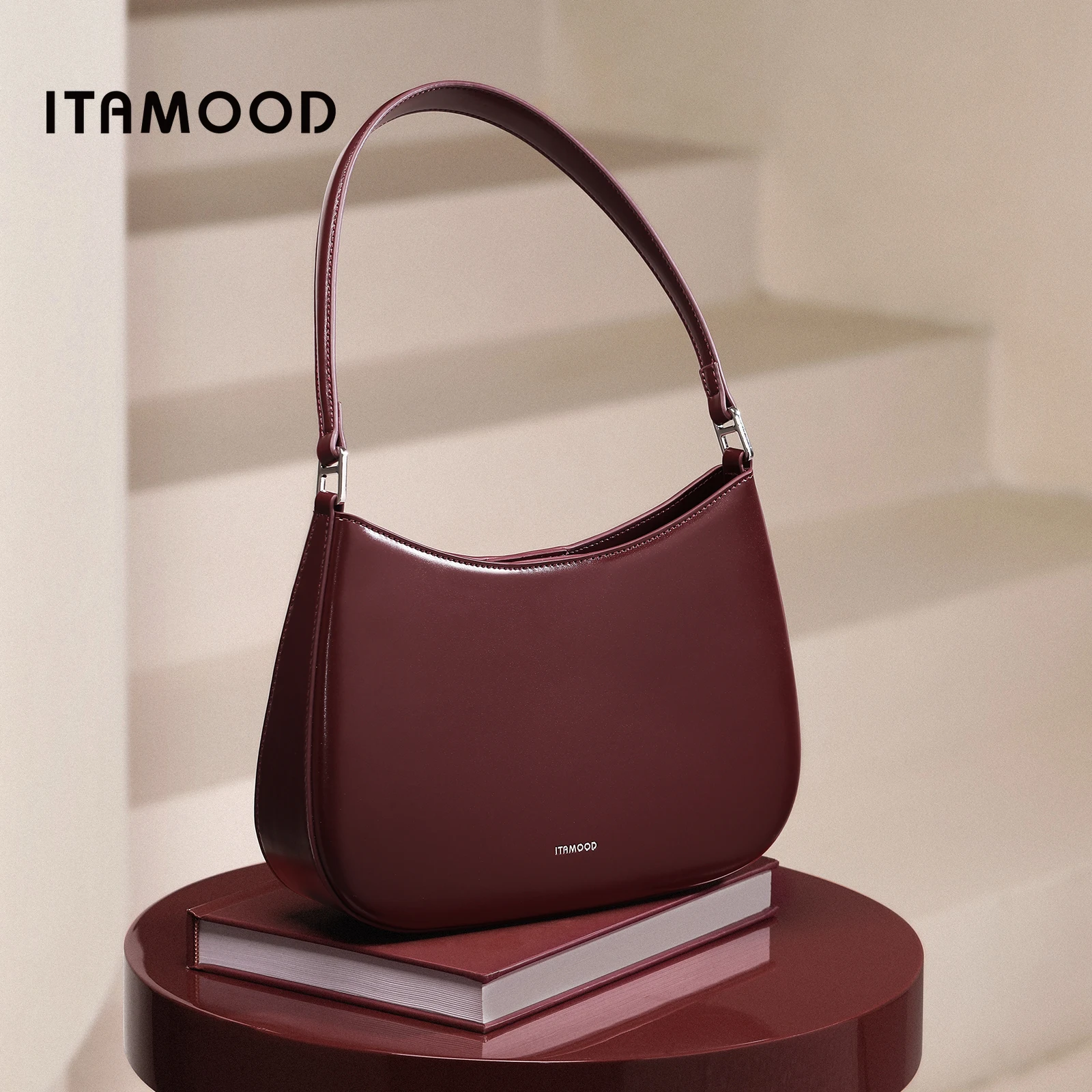 

ITAMOOD женская красная сумка подмышки, новинка 2025 года, роскошная дизайнерская легкая сумка из натуральной яловой кожи для путешествий на работу