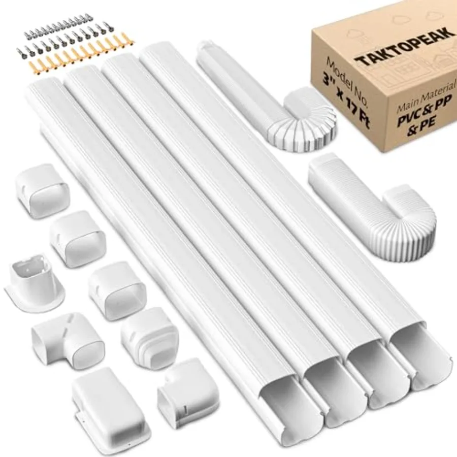 

3'' 17 Ft [Quick Installation] PVC Decorative Line Cover Kit for Ductless Mini Split Air Conditioners Central AC and Heat Pump