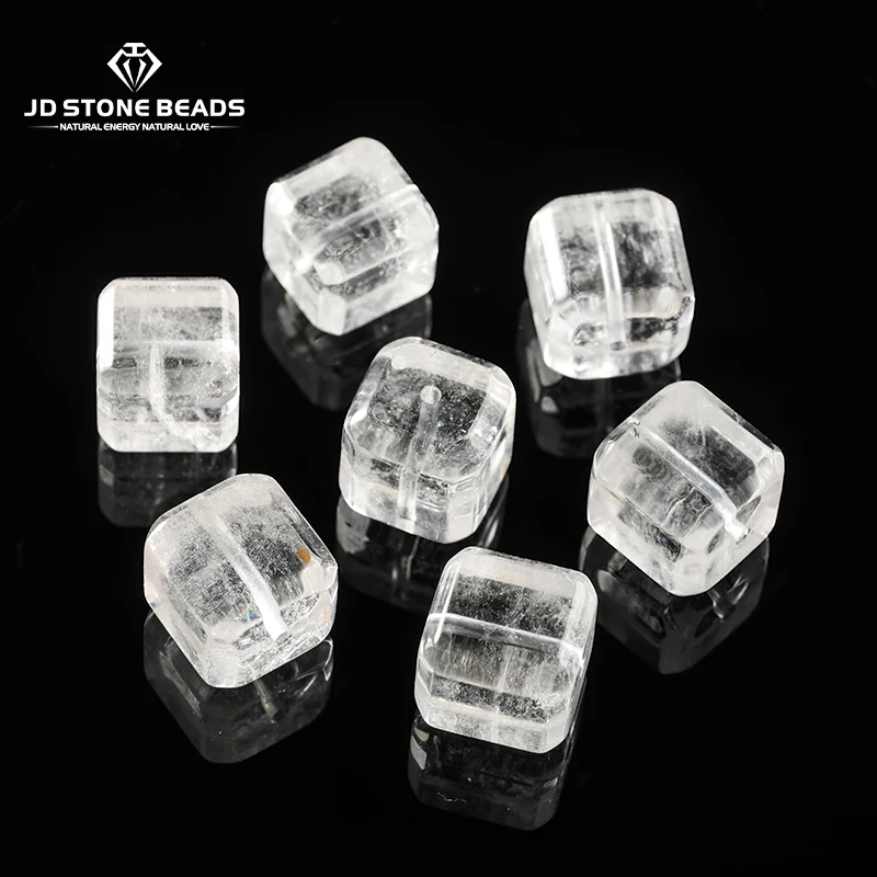 

1 Pc Natural Stone Rock Quartz Carved Square Faceted Shape Bead With Hole for Jewelry Making DIY Necklace Bracelet Accessory