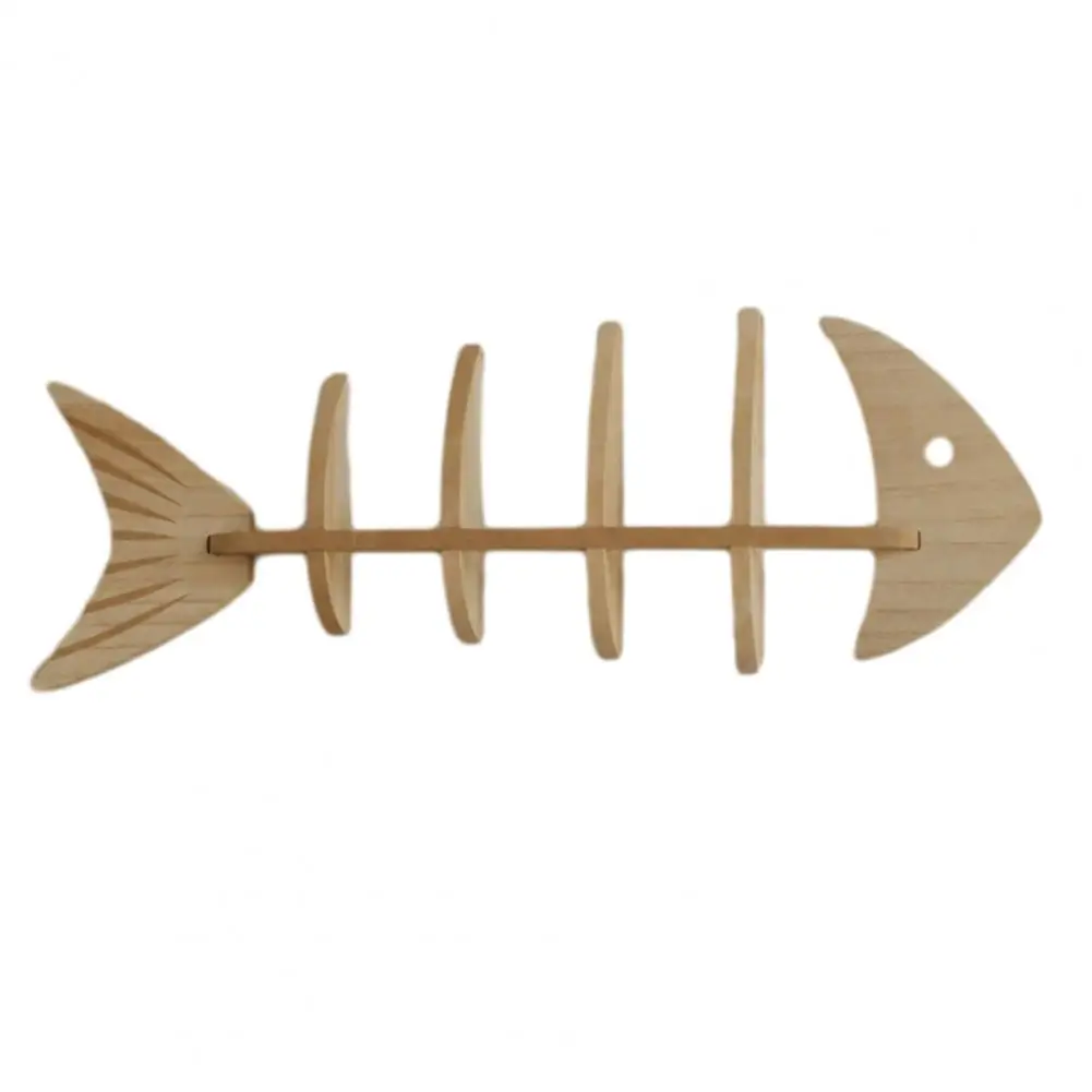 Modern Wall Mounted Shelving Wooden Fish Bone Storage Rack Wall Mounted Floating Shelf Ocean Style Display Shelf for Bedroom
