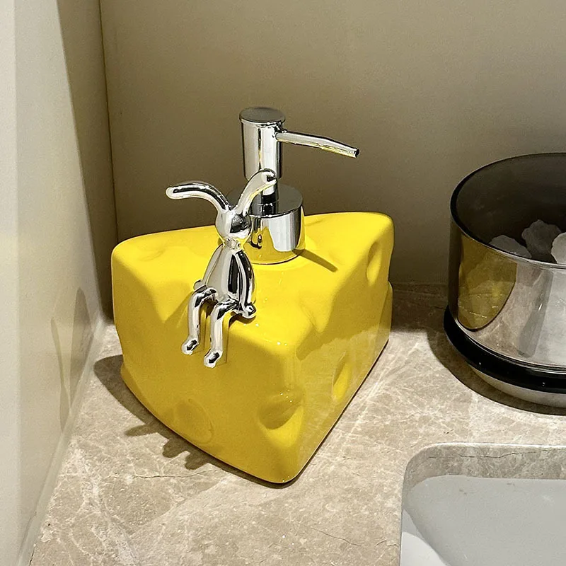 Creative Ceramic Cheese Soap Dispenser Household Hand Sanitizer Bottle Bathroom Shower Gel Emulsion Bottle Bathroom Decoration