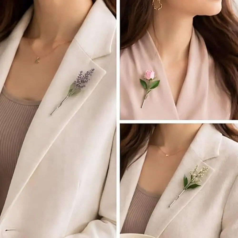 Exquisite Vintage Flower Insertable Brooch French Style Luxury Bouquet Brooch Copper DIY Metal Corsage Ornament Men