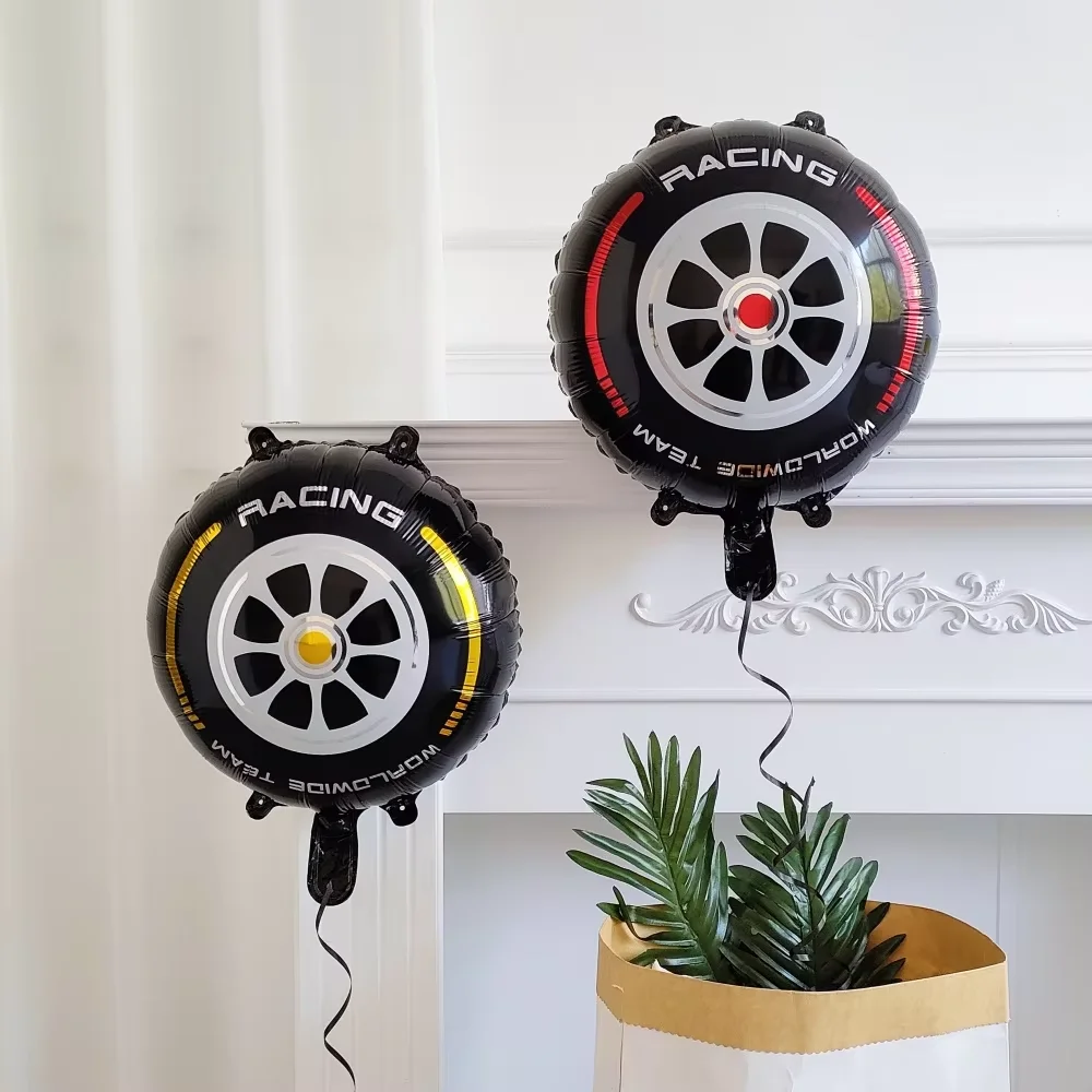 5 Stück Rennmotorrad-Reifen-Räder Auto-Verkehr-Thema Folienballons für Jungen-Geburtstage Renn-Offroad-Fahrzeug Dekorationsballons – Detail 8