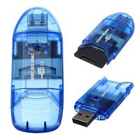 Memory Card Reader Adapter High Speed Mini Micro Sd T-Flash Tf Sdhc Usb 2.0 Multi-Function Blue Card Reader