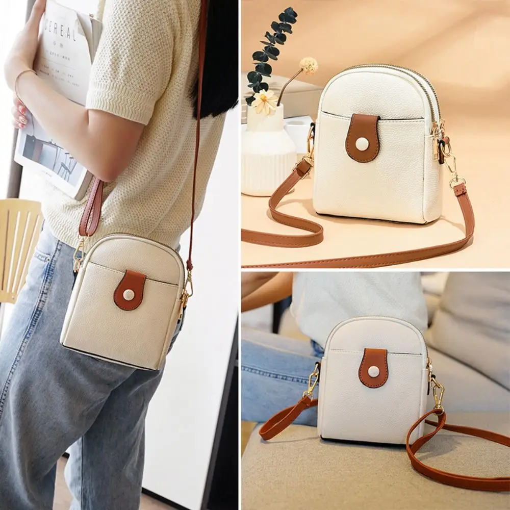 High-capacity Phone Bag New Solid Color Pu Leather Underarm Bag Crossbody Single Shoulder Bag Girl