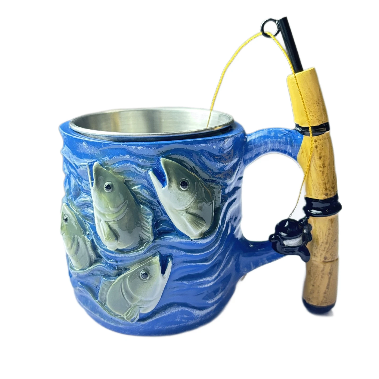 Coffee Cup With Decorative Rod Reel Handle Designed For Male Coffee Aficionados Easy Maintenance Interesting Fishing