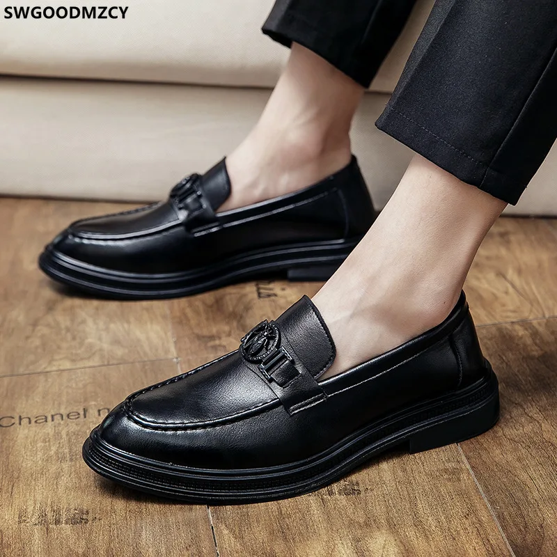 Black Formal Mens Loafers Shoes Luxury Dress Shoes Men Platform Leather Shoes for Men Office 2024 Zapatos De Vestir Para Hombres