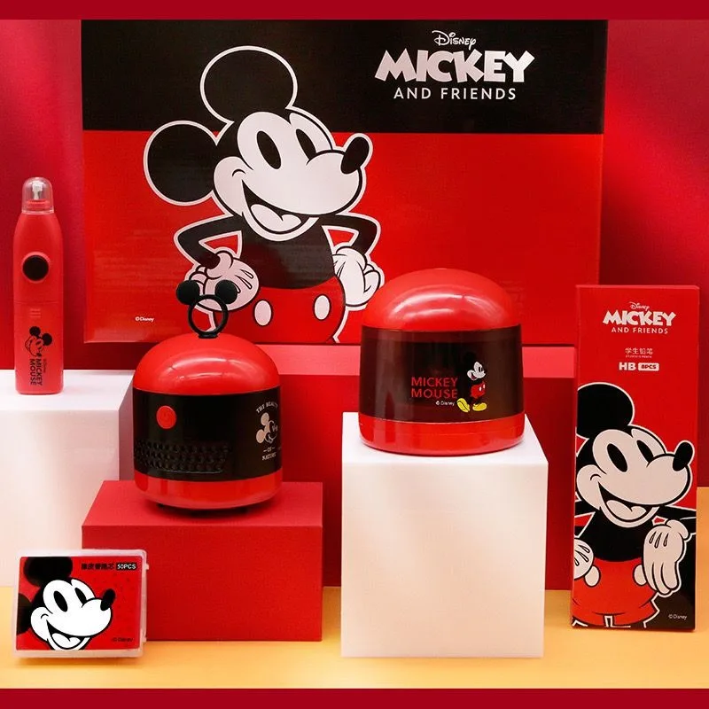 Disney Kawaii Mickey Electric Pencil Sharpener Desktop Cleaning Electric Eraser Complete Set of Electric Stationery Set Gift Box