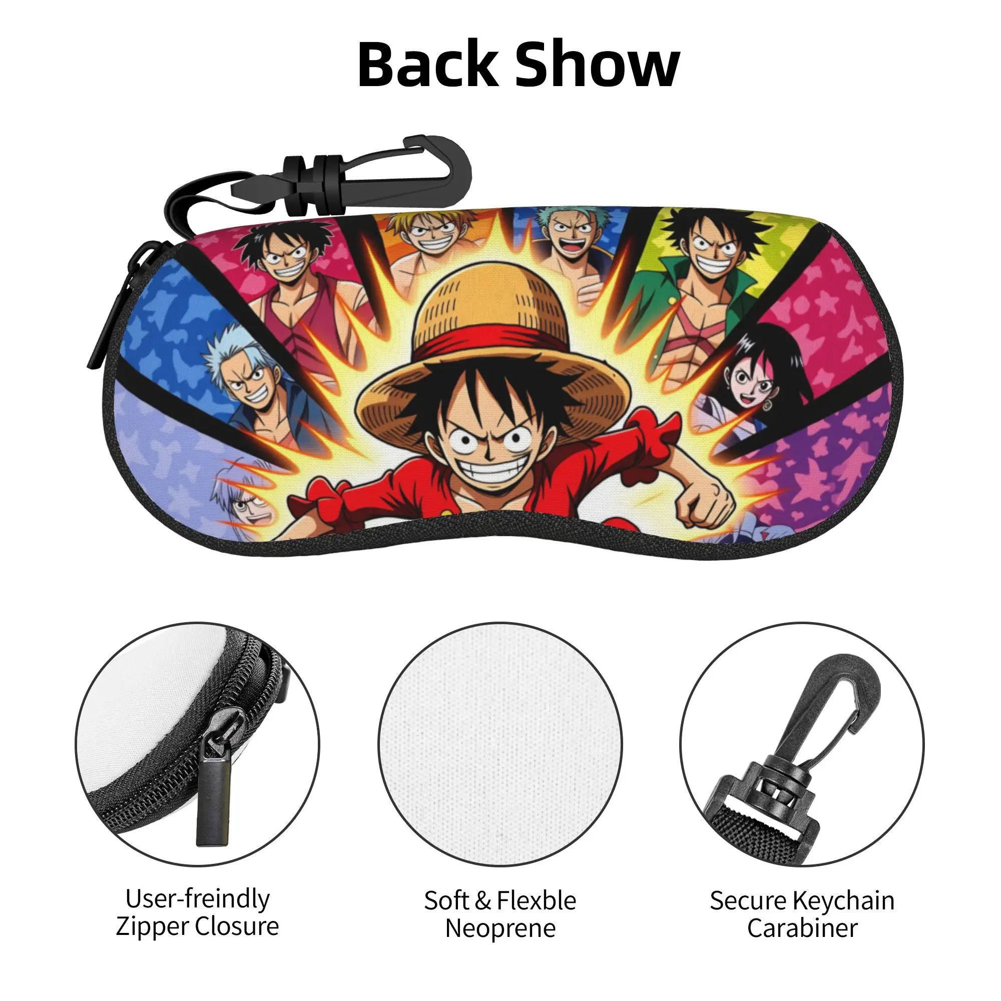 

Luffy One Piece Roronoa Zoro Nico Robin Sunglasses Soft Case Neoprene Zipper Franky Eyeglass Case Protective Box For Glasses