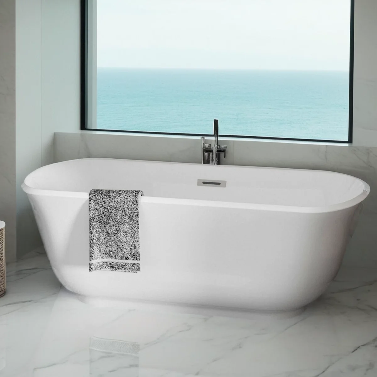 Acrylic Alcove Freestanding Soaking Bathtub