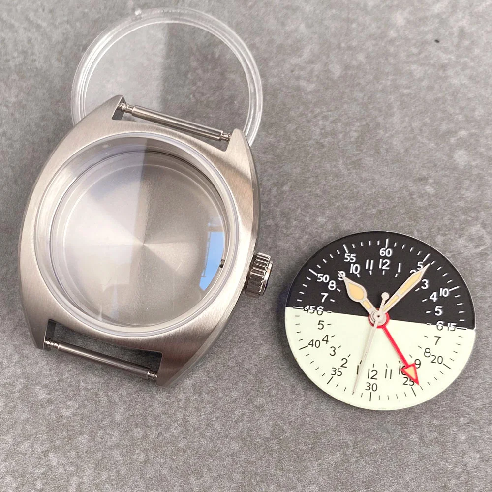 

36mm Small Watch Case for NH34 AR Domed Sapphire Glass Big Crown 29mm Dial Hand Set for Pilot Watch steel/bronze /titanium case