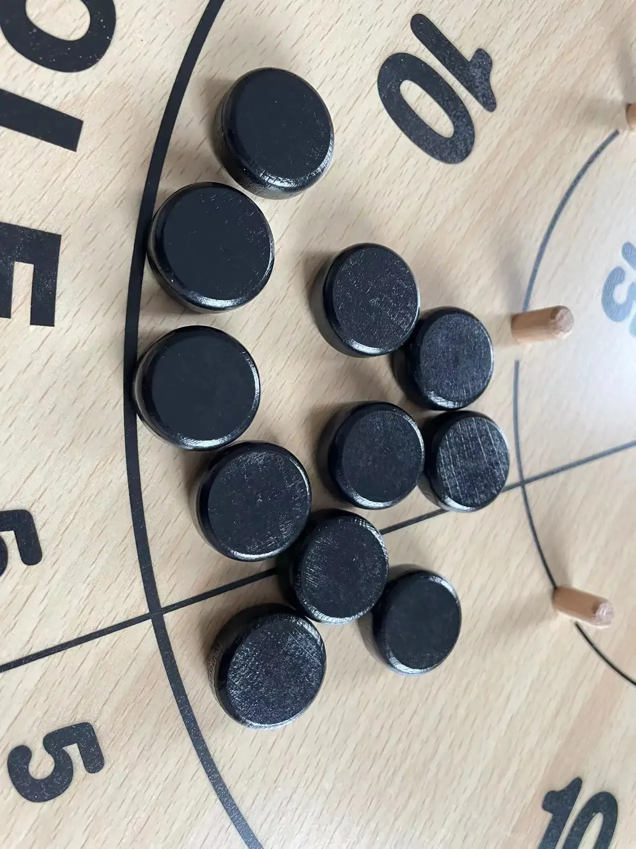 Wooden 4 in 1 Crokinole Board Game Set for Two Players | 24 Black & White Discs & Game Board