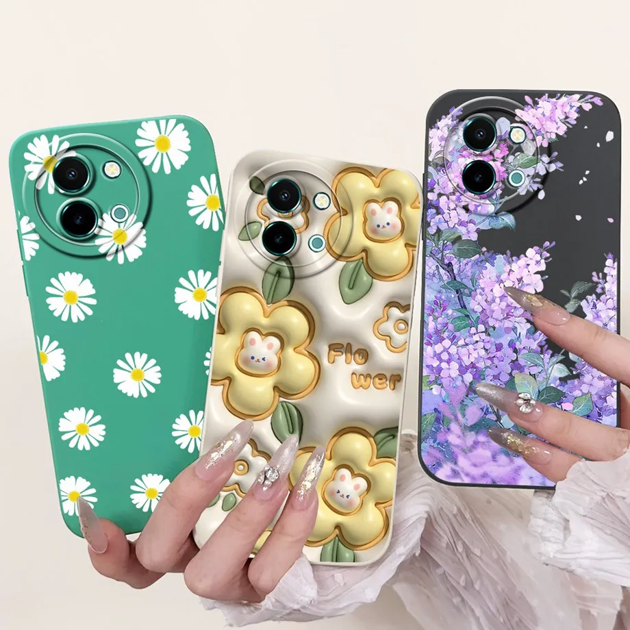 For Vivo Y38 Y38 T3x Y200i Y200t 5G Case Cover Soft Silicone TPU Flower Butterfly Girly Fashion Painting Phone Case Bumper Funda