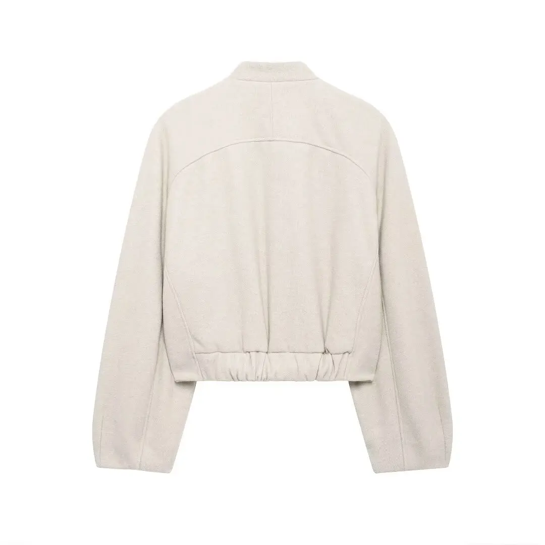 유행 간단한 짧은 파일럿 재킷 코트 여성 가을 ​​새로운 도착 2024 우아한 루즈 피트 나비 매듭 장식