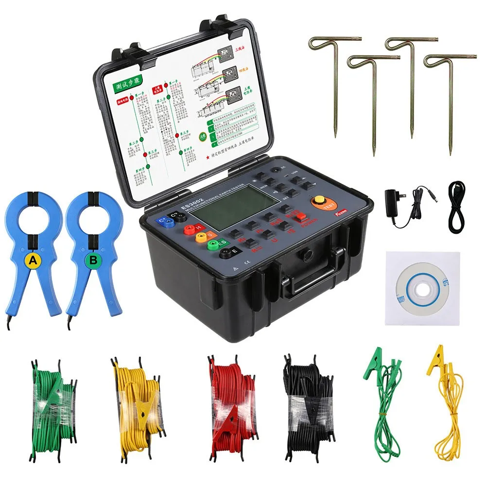 Maxgeek ES3000 0.01-3000ohm Three-wire Digital Ground Resistance Tester Multifunctional Earth Tester with 4-bit LCD Display