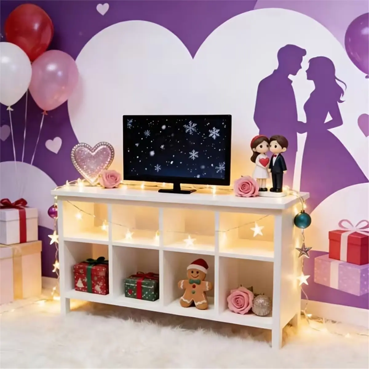(HOPE) Miniature Dollhouse Furniture Cabinet , Multi-Style Bedside Table TV Stand Bookcase Cupboard Shelf Model DIY Toy Decor