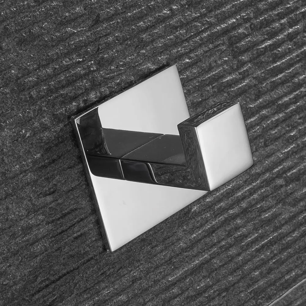 No Screw Need Modern 304 Stainless Steel Self Adhesive Bathroom Square Towel Hook Coat Hat Door  Hanger  Accessories