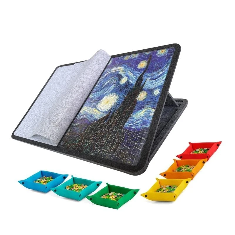 Tiltable Puzzle Desk Compact Fold Non Slip Felt Mat Multi Functional Study Craft 15UB