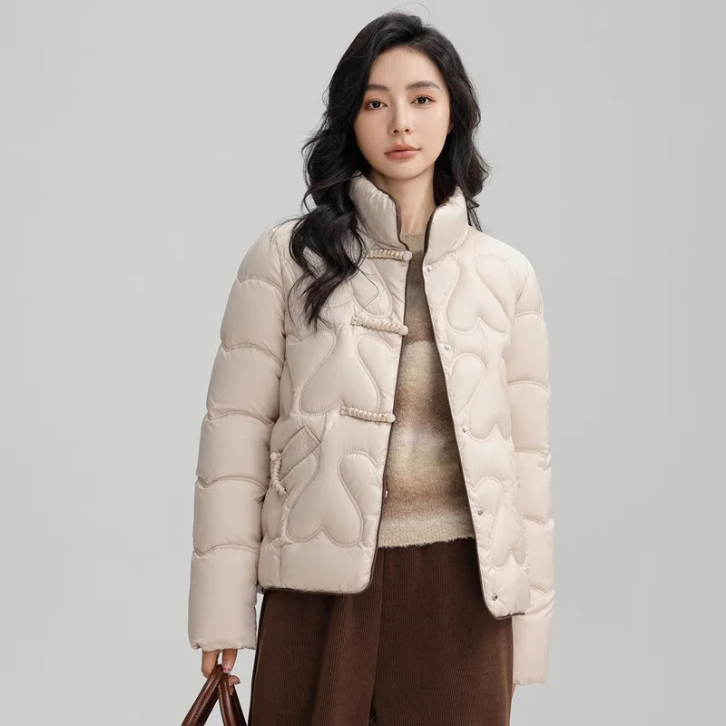 2024 Winter New Women's Padded Down Jacket - Plush Cozy Stand-Up Collar Short Cotton Coat with Loose Fit