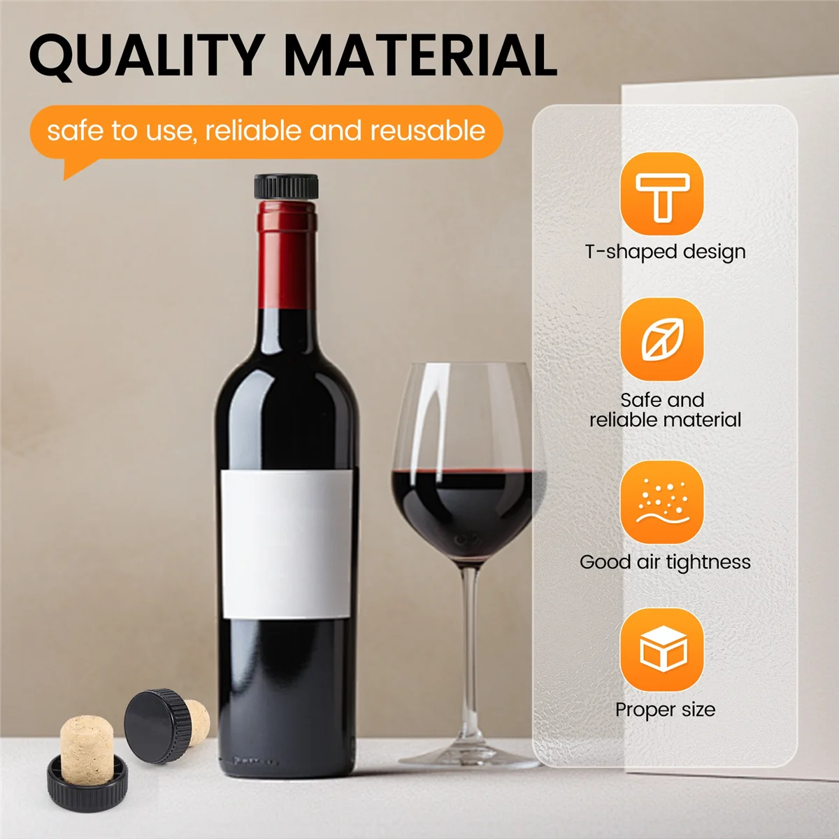 Cork Plugs Cork Stoppers Tasting Corks T-Shape Wine Corks with Plastic Top Wooden Wine Bottle Stopper Bottle Plugs Corks image 5