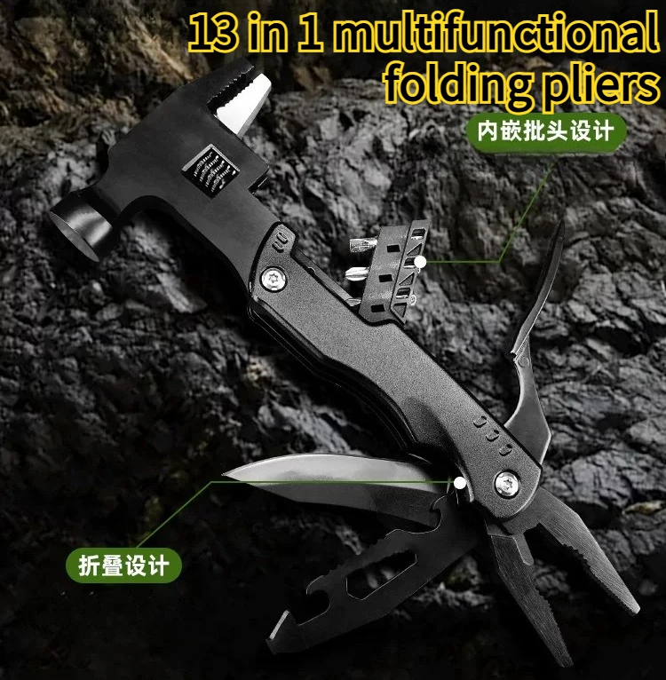 Outdoor Camping Survival Rescue Combination Tool Stainless Steel Portable Tactical Multifunctional Folding Equipment
