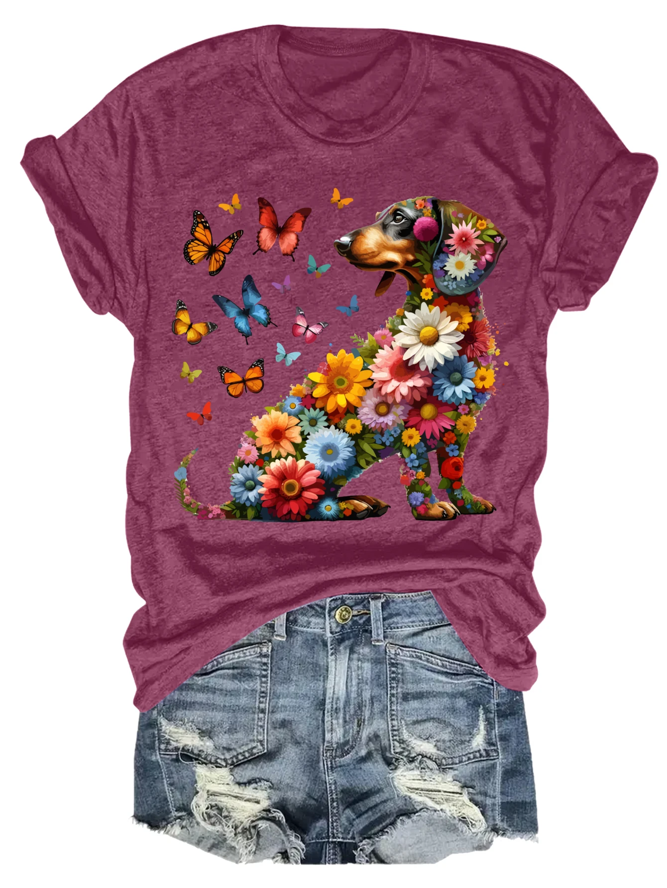 

Women's plus size tank top Dog With Flowers And Butterflies Suitable for sports and daily wear summer beach vacation top summer
