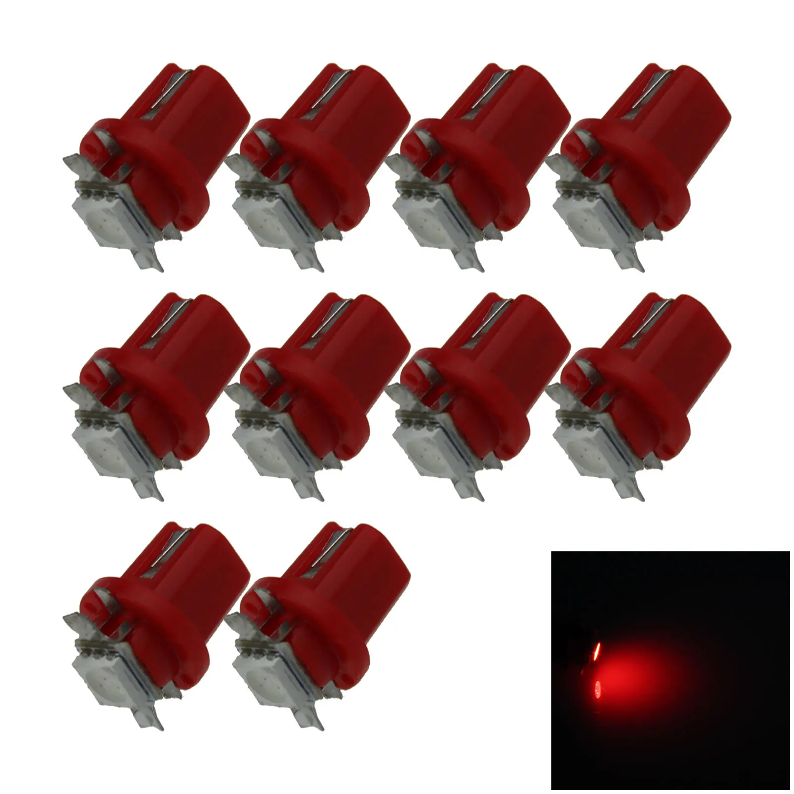 

10x Красный RV B8.5D NEO Dash Twist Socket HVAC Blub Wedge Lamp 1 излучатель 5050 SMD светодиодный BX8.5D N351-R